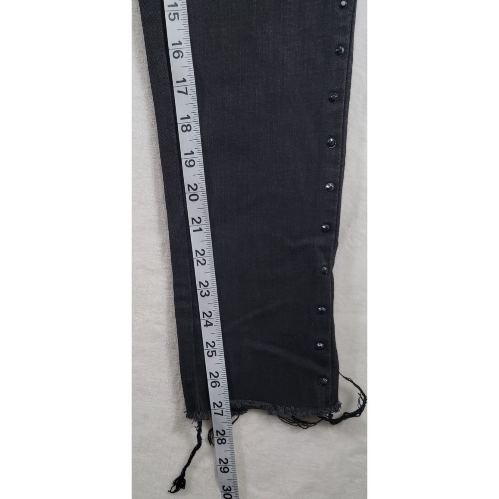 Levis 721 High Rise Skinny Stretch Jeans Size 29 Black Denim Rhinestone Stripe - Picture 14 of 16